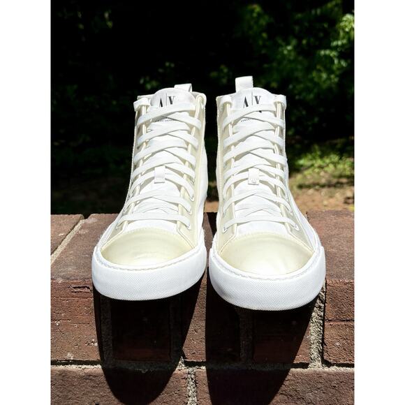Armani Exchange Men\'s High Top Icon Logo Canvas Sneakers White Size 11 Excellent
